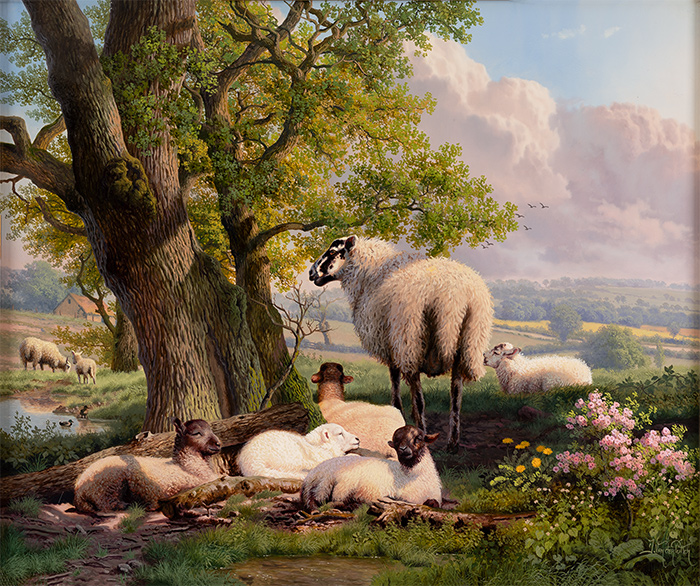 Daniel Van Der Putten, Original oil painting on panel, Afternoon Nap