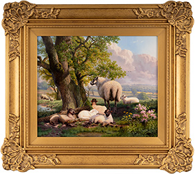 Daniel Van Der Putten, Original oil painting on panel, Afternoon Nap