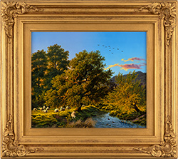Daniel Van Der Putten, Original oil painting on panel, Sun Setting, River Skirfare, Yorskhire