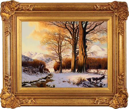 Daniel Van Der Putten, Original oil painting on panel, Winter Evening, Langdale, Yorkshire, click to enlarge