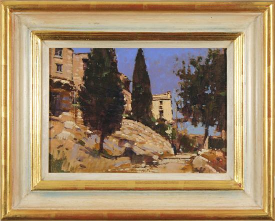 David Sawyer, RBA, Original oil painting on panel, The Ramparts, Tourettes sur Loup, click to enlarge