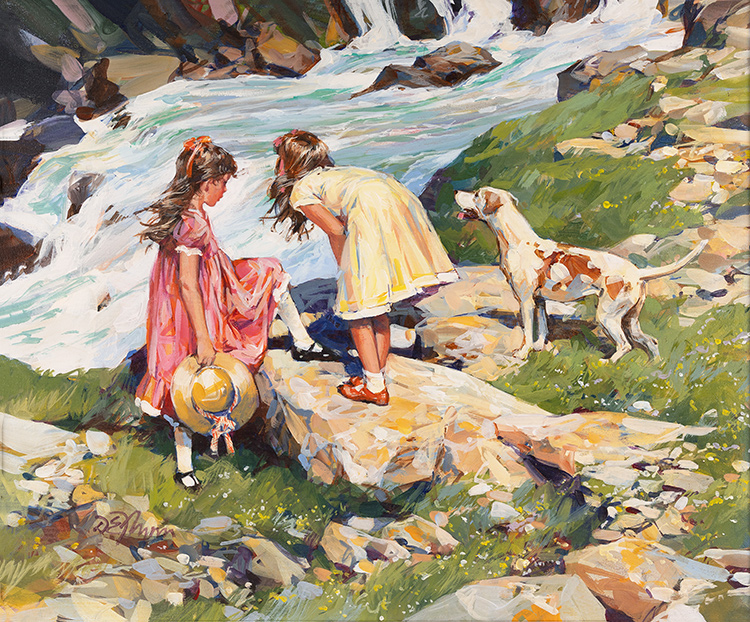 Dianne Flynn, Original acrylic painting on canvas, Alice, Rachel & Sally