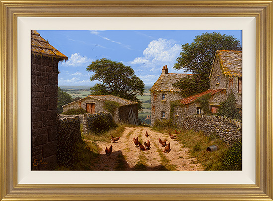 Edward Hersey, Original oil painting on panel, Down the Lane and Beyond