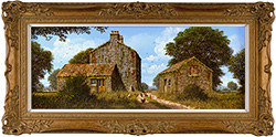 Edward Hersey, Original oil painting on canvas, Summer on the Farm, Yorkshire Dales