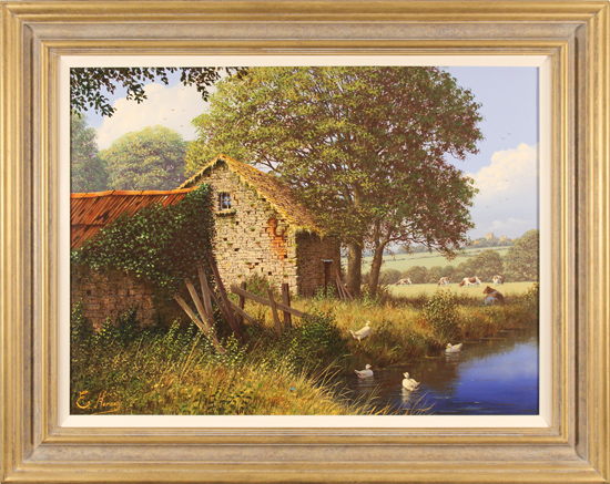 Edward Hersey, Original oil painting on canvas, Riverside Farm, The Cotswolds, click to enlarge