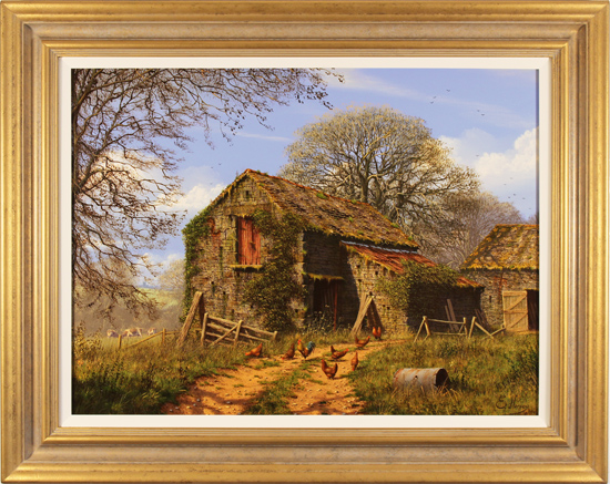 Edward Hersey, Original oil painting on canvas, Farmyard in Early Spring, The Cotswolds , click to enlarge