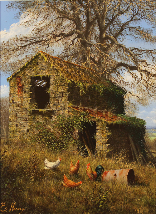 Edward Hersey, Original oil painting on canvas, The Spring Barn ...