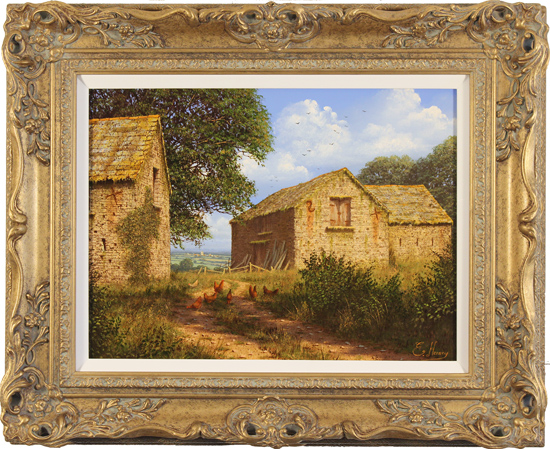 Edward Hersey, Original oil painting on canvas, Yorkshire Farm, click to enlarge