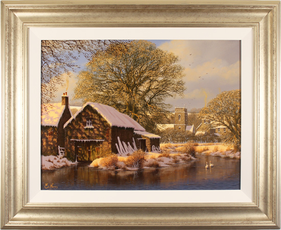 Edward Hersey, Original oil painting on canvas, Bright Winter Morning, The Cotswolds, click to enlarge