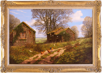 Edward Hersey, Original oil painting on canvas, Cotswolds Farm , click to enlarge