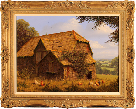 Edward Hersey, Original oil painting on canvas, Cotswolds Farm, click to enlarge