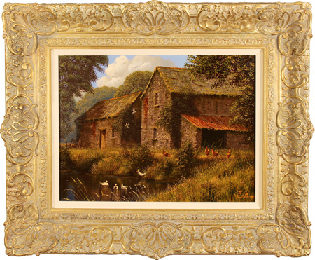 Edward Hersey, Original oil painting on canvas, Cotswolds Farm , click to enlarge