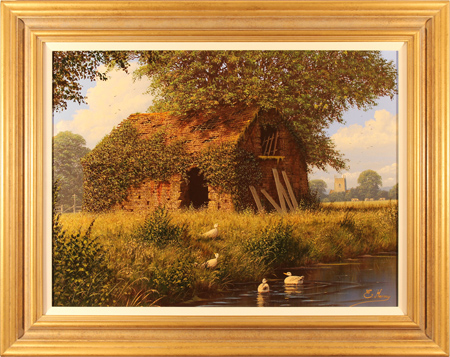 Edward Hersey, Original oil painting on canvas, Cotswolds Barn, click to enlarge