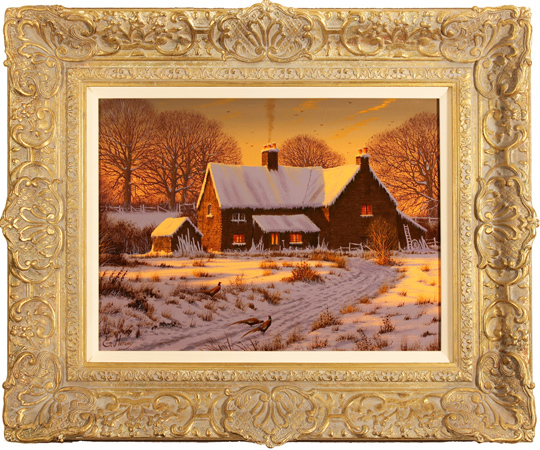 Edward Hersey, Original oil painting on canvas, Cotwolds Farm in Snow, click to enlarge