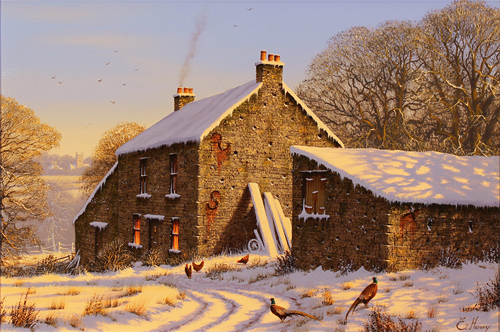 Edward Hersey, Original oil painting on canvas, West Country Snow Scene, click to enlarge