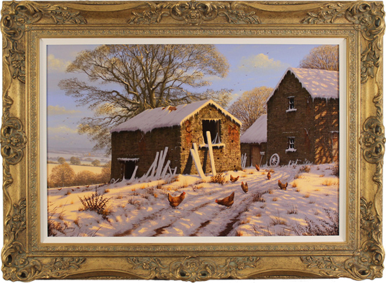 Edward Hersey, Original oil painting on canvas, Cotswolds Snow Scene, click to enlarge