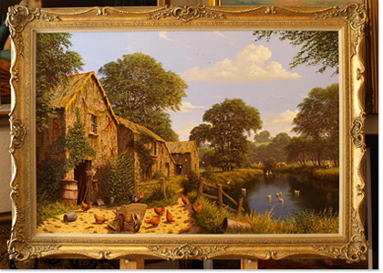 Edward Hersey, Original oil painting on canvas, Cotswolds Farm , click to enlarge