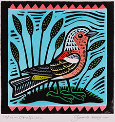 Gerard Hobson, Original linocut print, Chaffinch