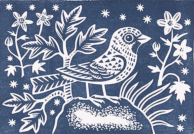 Gerard Hobson, Original linocut print, House Sparrow