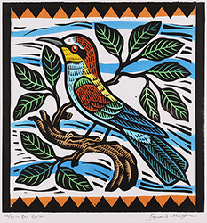 Gerard Hobson, Original linocut print, Bee Eater