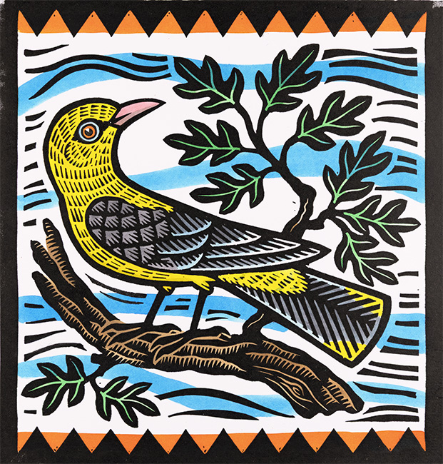 Gerard Hobson, Original linocut print, Golden Oriole