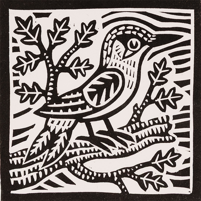 Gerard Hobson, Original linocut print, Woodpecker