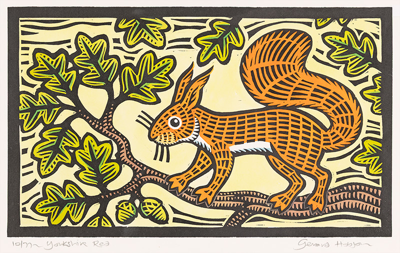 Gerard Hobson, Original linocut print, Yorkshire Red