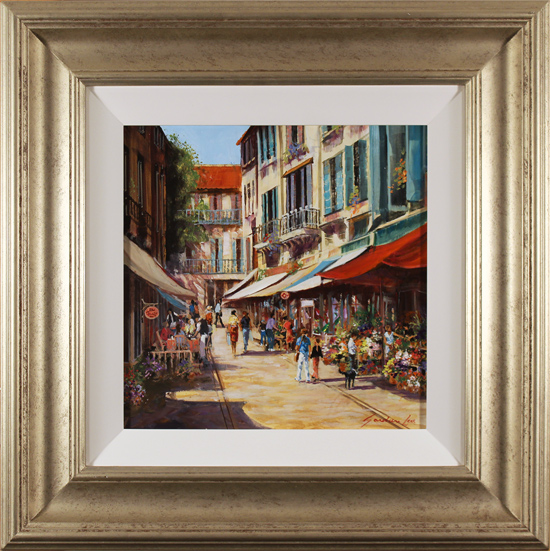 Gordon Lees, Original oil painting on panel, Parisian Flower Stall, click to enlarge