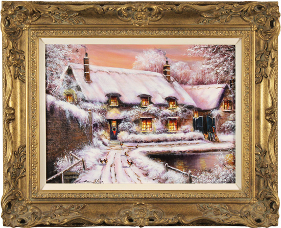 Gordon Lees, Original oil painting on canvas, A Snowy Thornton le Dale