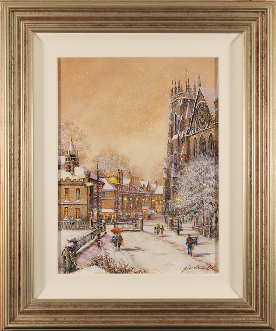 Gordon Lees, Original oil painting on panel, A Snowy York