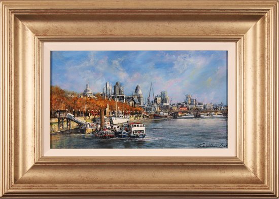 Gordon Lees, Original oil painting on panel, Thames Embankment, London