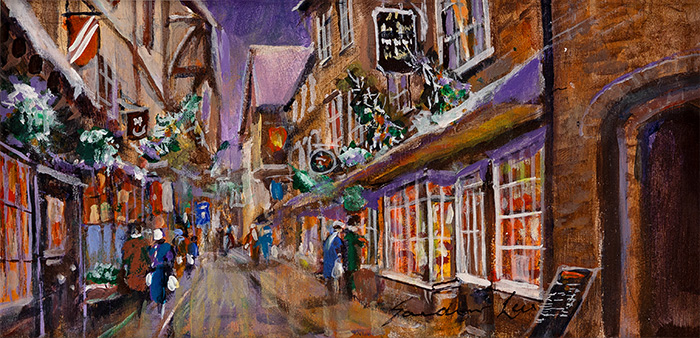 Gordon Lees, Original oil painting on panel, The Shambles, York