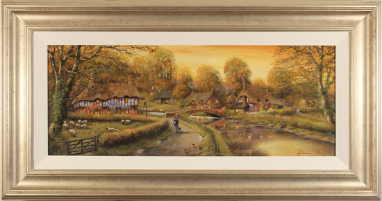 Gordon Lees, Original oil painting on panel, An Autumn Evening By the River