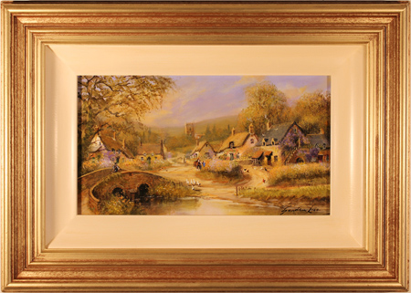 Gordon Lees, Original oil painting on canvas, Cotswolds Village, click to enlarge