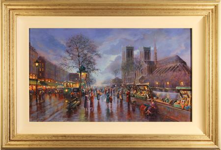 Gordon Lees, Original oil painting on panel, La Rue Notre Dame, Paris