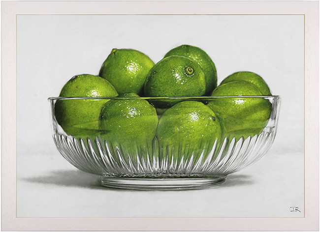 Ian Rawling, PS, Pastel, Limes in Glass Bowl