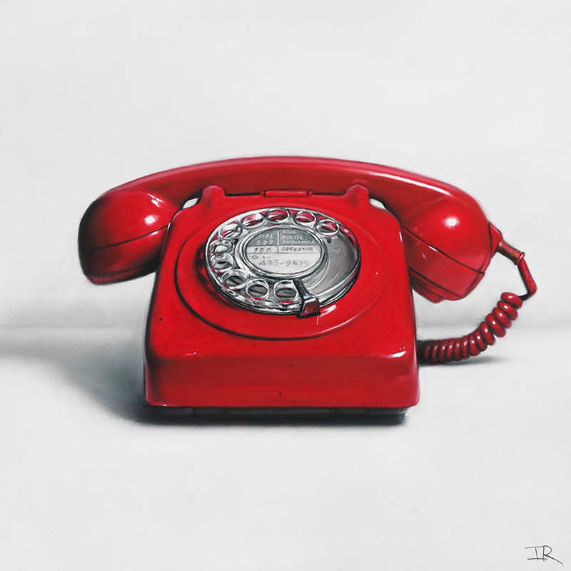 Ian Rawling, PS, Pastel, Red Rotary Telephone
