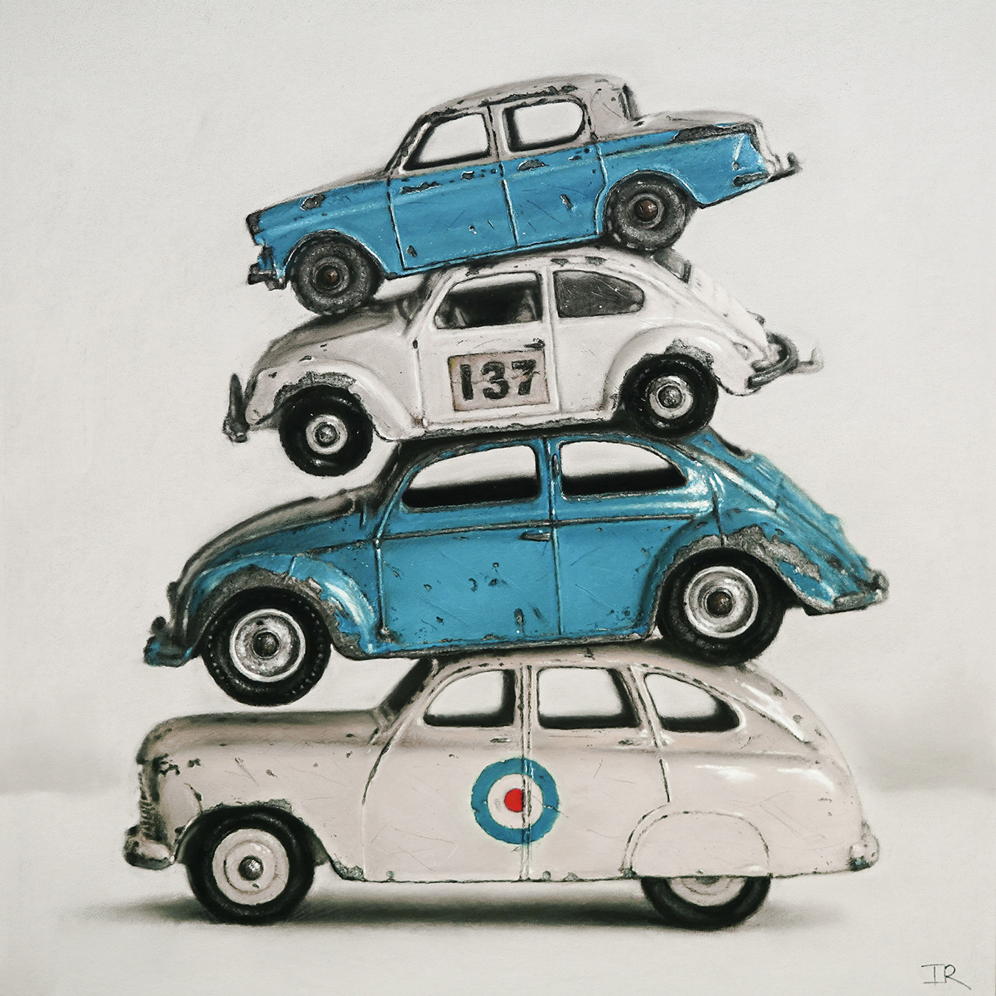 Ian Rawling, PS, Pastel, Balancing Act, Cream and Blue