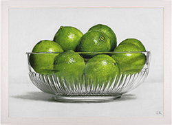 Ian Rawling, PS, Pastel, Limes in Glass Bowl