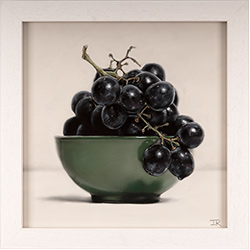 Ian Rawling, PS, Pastel, Black Grapes, Green Bowl