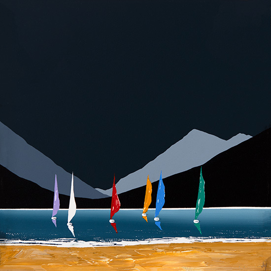 Jay Nottingham, Original oil painting on panel, Six Sails