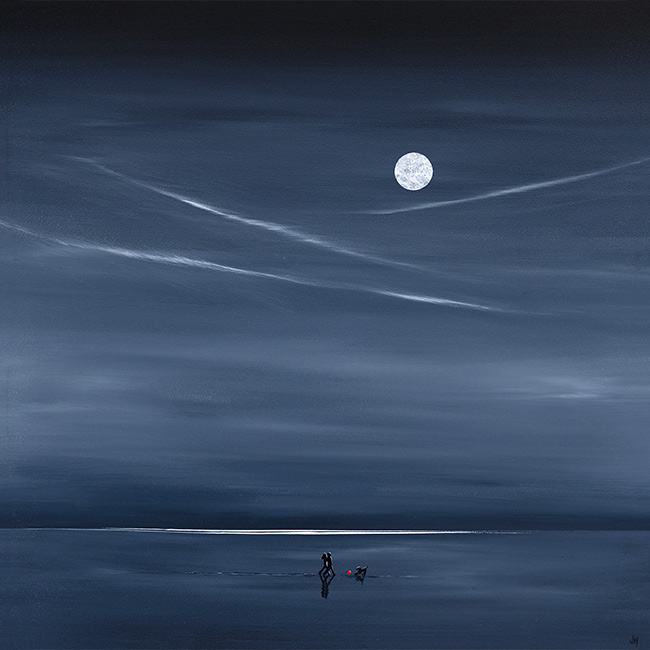 Jay Nottingham, Original oil painting on panel, Moon Gazing