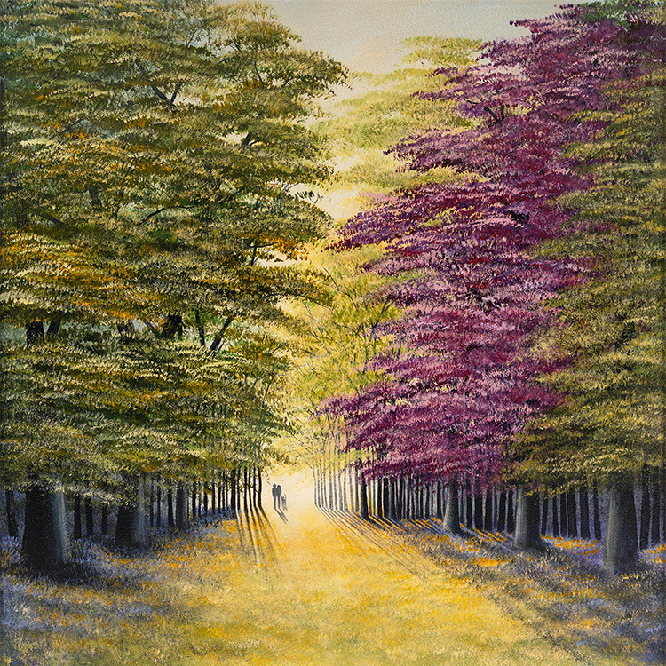 Jay Nottingham, Original oil painting on panel, In the Bluebell Wood