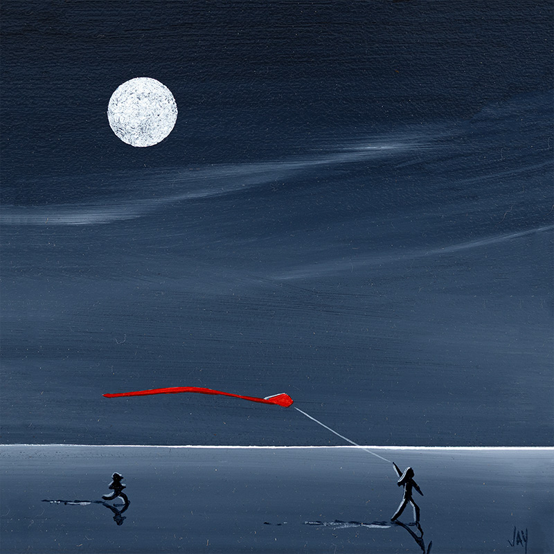Jay Nottingham, Original oil painting on panel, Kite Running
