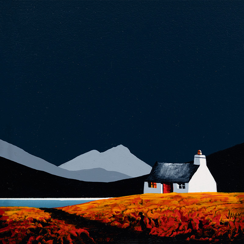 Jay Nottingham, Original oil painting on panel, Firethorn Cottage