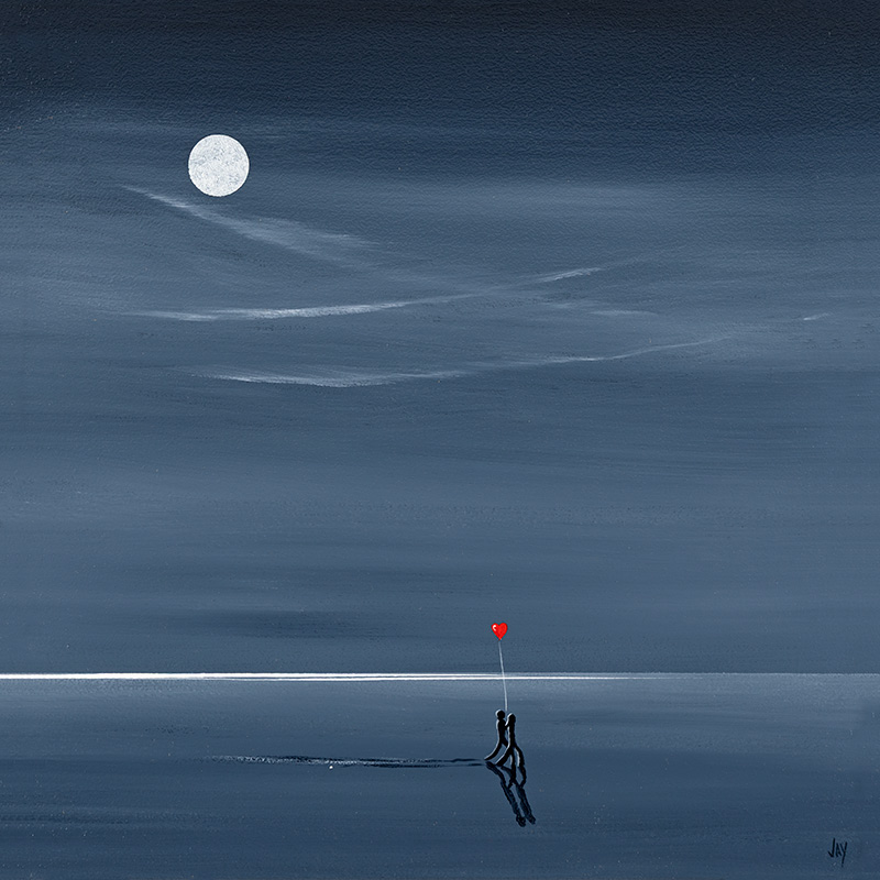 Jay Nottingham, Original oil painting on panel, Moonlight Sweethearts