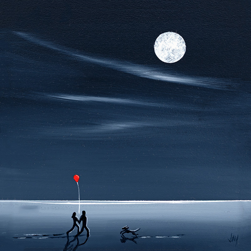 Jay Nottingham, Original oil painting on panel, Chasing Moonlight