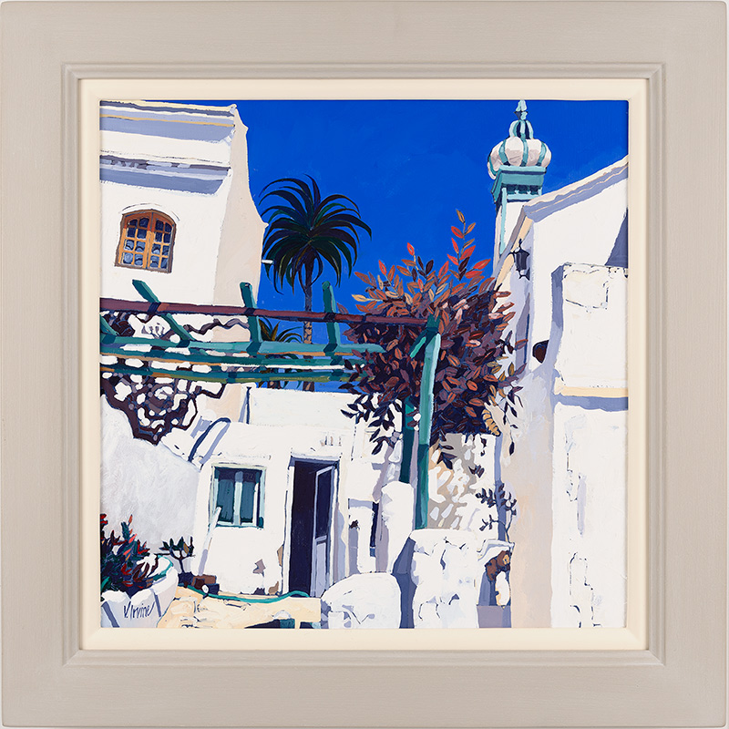 Jennifer Irvine, RGI RSW, Original oil painting on canvas, Palm Tree and Tower