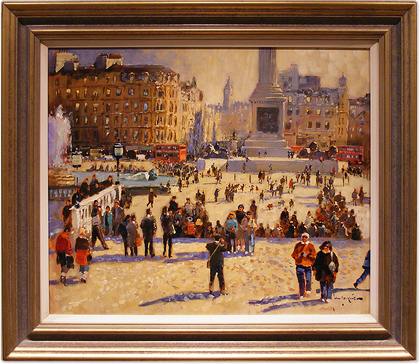 John Haskins, Original oil painting on panel, Trafalgar Square, click to enlarge