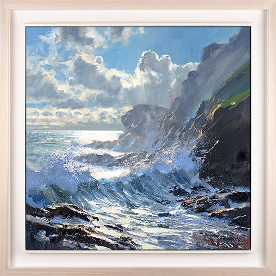 Julian Mason, Original acrylic painting on canvas, Low Pressure off Prussia Cove, Cornwall